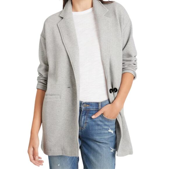 BANANA REPUBLIC Relaxed Fit Knit Double Breasted Grandpa Blazer Womens L Lounge - Picture 2 of 14